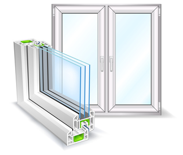 Window profile Window profile with tree glass surface, vector illustration